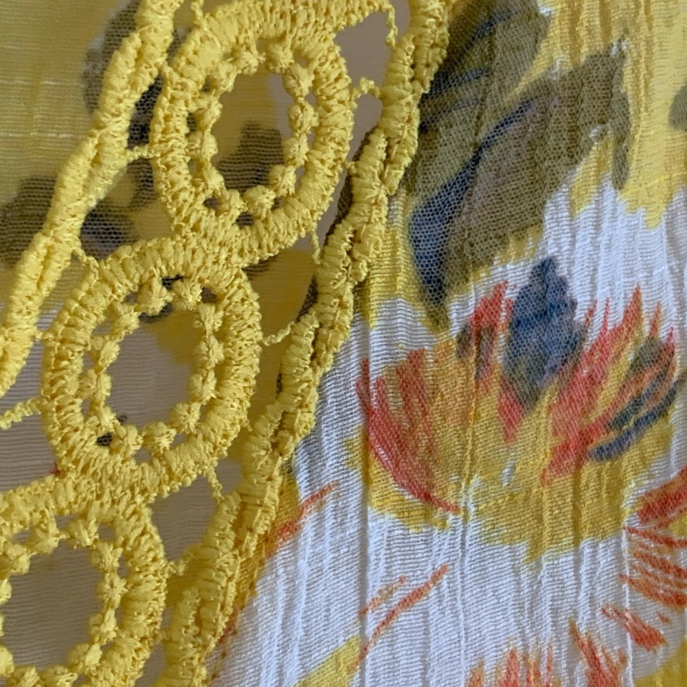 SPENSE Women’s Yellow Floral Gauze Long Sleeve Blouse Shirt Size: Medium - Picture 3 of 7